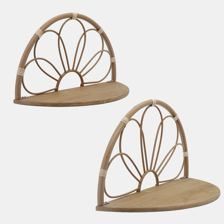 Metal, S/2 11/13" Arched Flower Wall Shelves,brown from Sagebrook Home - Luna Furniture