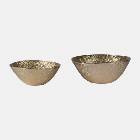 Metal,s/2 11/13", Round Hammered Bowls,champagne from Sagebrook Home - Luna Furniture