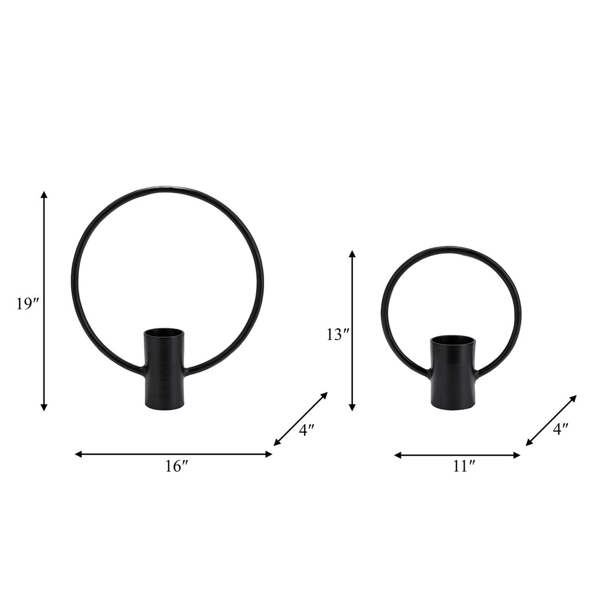 Metal, S/2, 13/19" Full Circle Tea Light Stand, Bk from Sagebrook Home - Luna Furniture