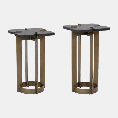 Metal, S/2 22/24" Stone Top Side Tables, 2boxes from Sagebrook Home - Luna Furniture