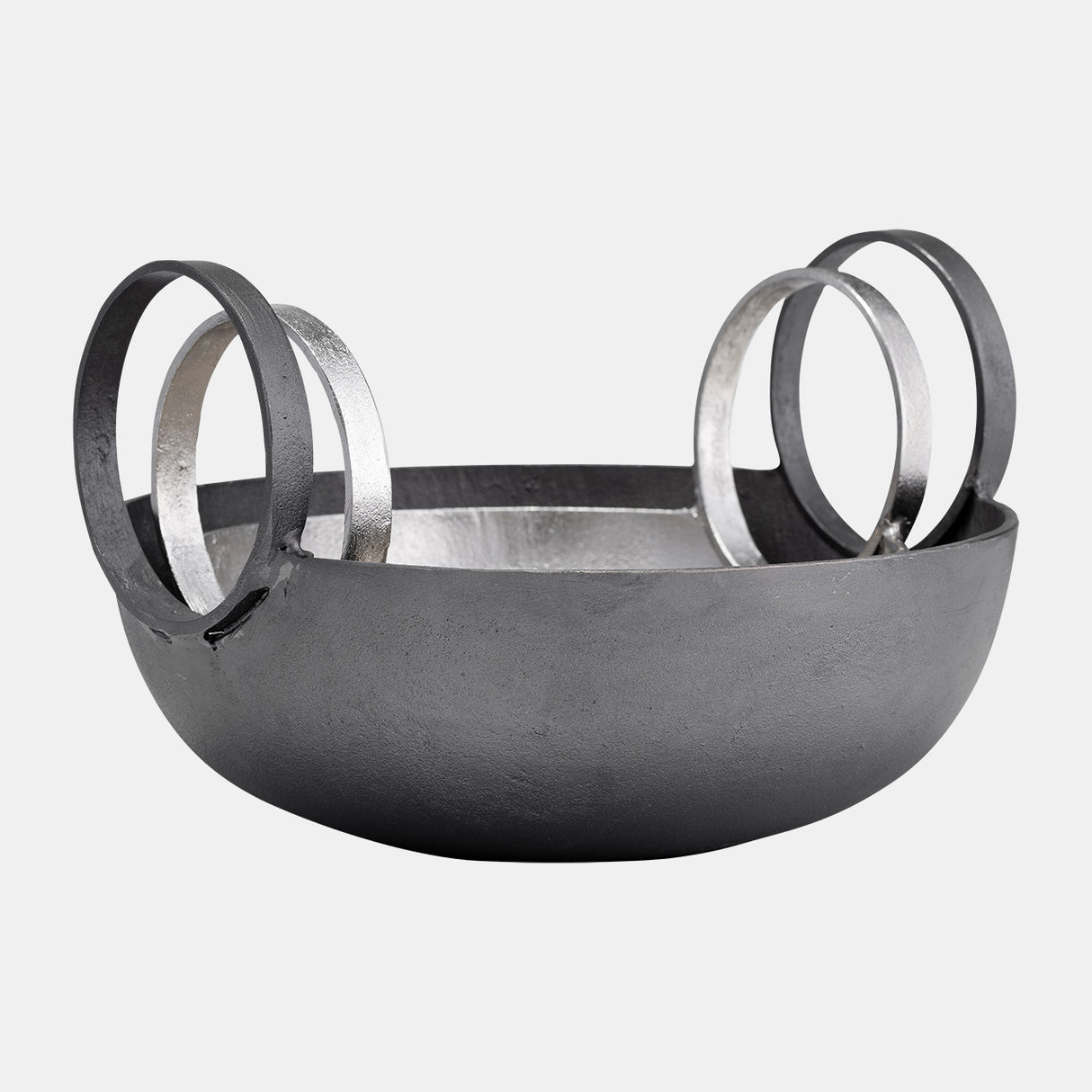 Metal, S/2, 7/8" Bowl With Handles, Slvr/gunmetal from Sagebrook Home - Luna Furniture