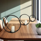 Metal,s/3 12/14/16"h,double Ring Candle Holder,bla from Sagebrook Home - Luna Furniture