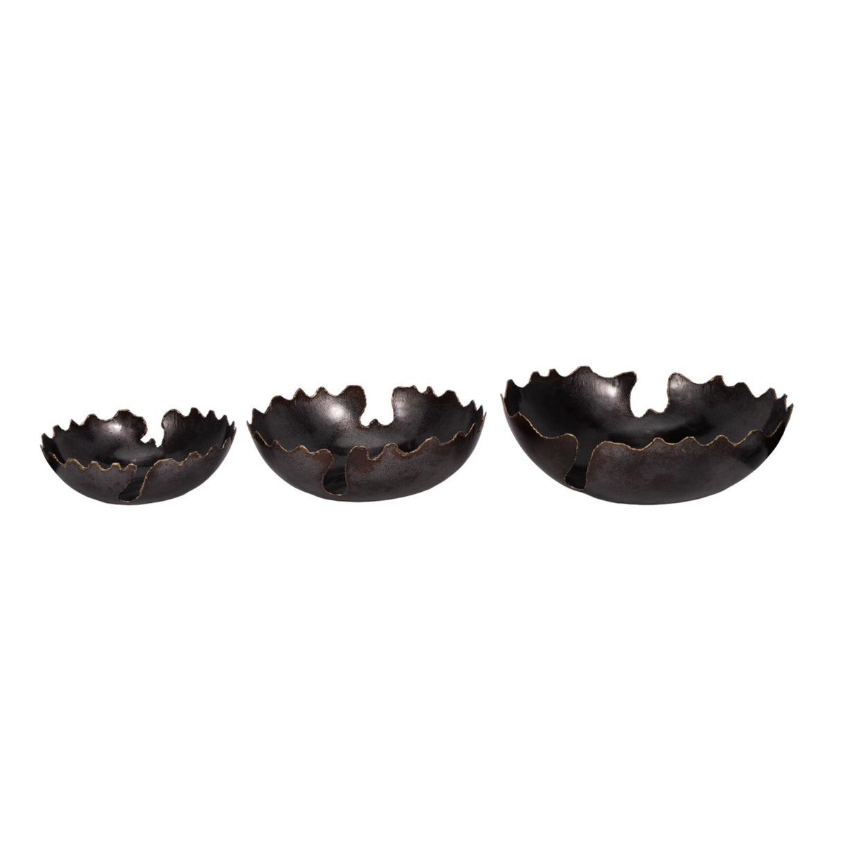 Metal S/3 12/15/18" Chipped Bowls, Black from Sagebrook Home - Luna Furniture