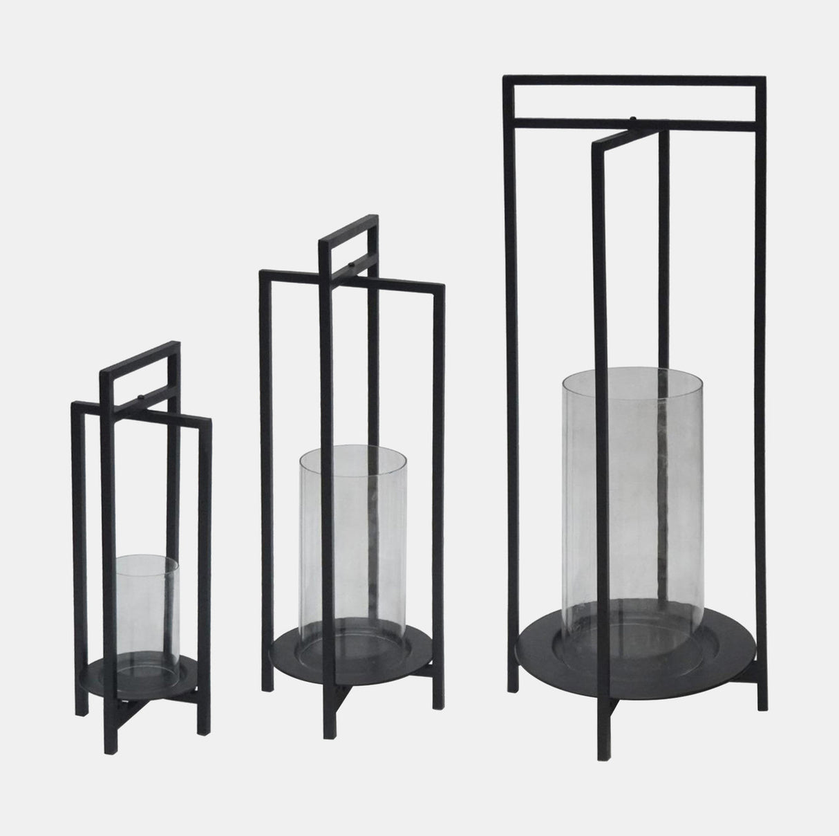 Metal, S/3 19/24/32"h Round Open Lanterns, Black from Sagebrook Home - Luna Furniture