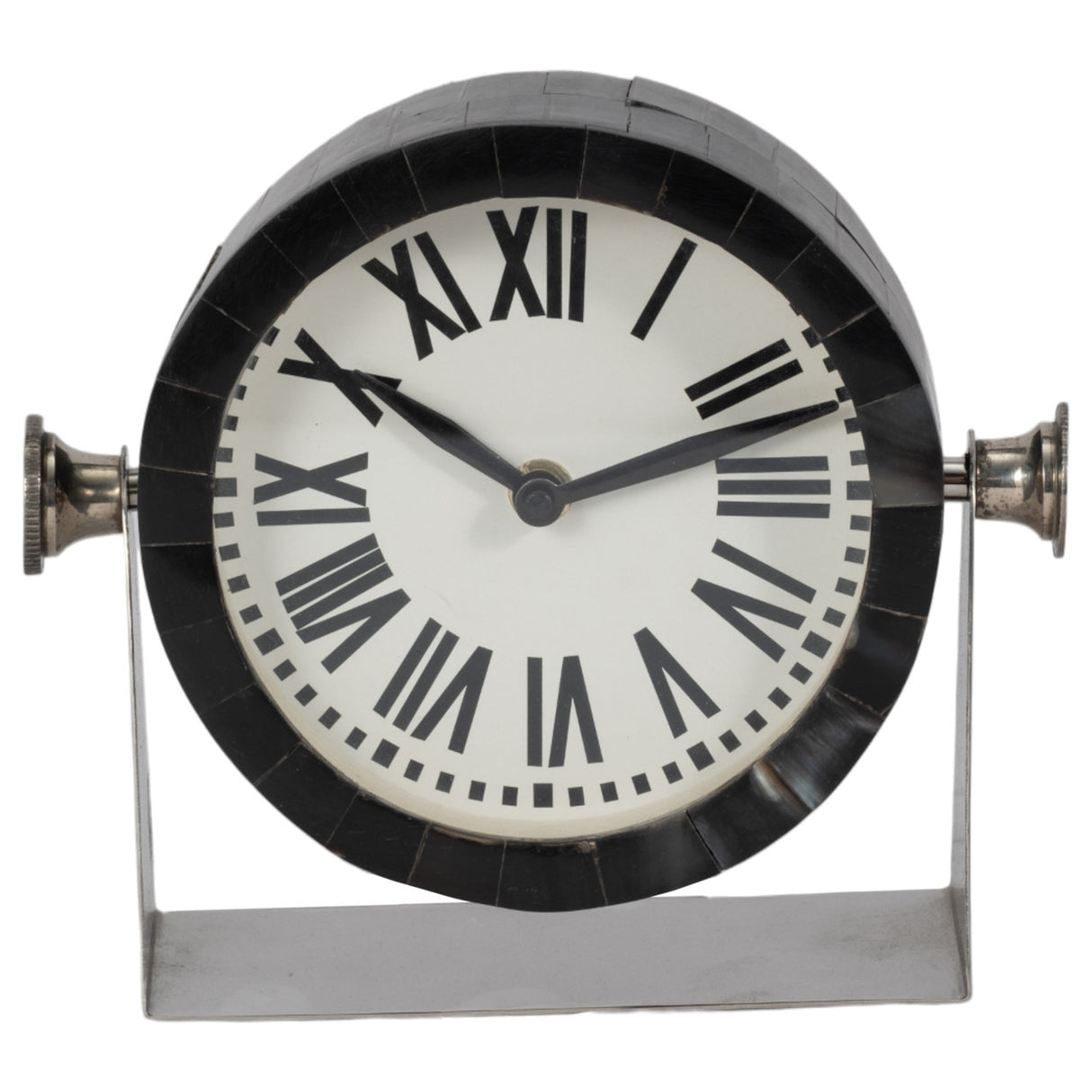 Metal Table Clock 6'' Nickel Black from Sagebrook Home - Luna Furniture