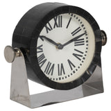 Metal Table Clock 6'' Nickel Black from Sagebrook Home - Luna Furniture