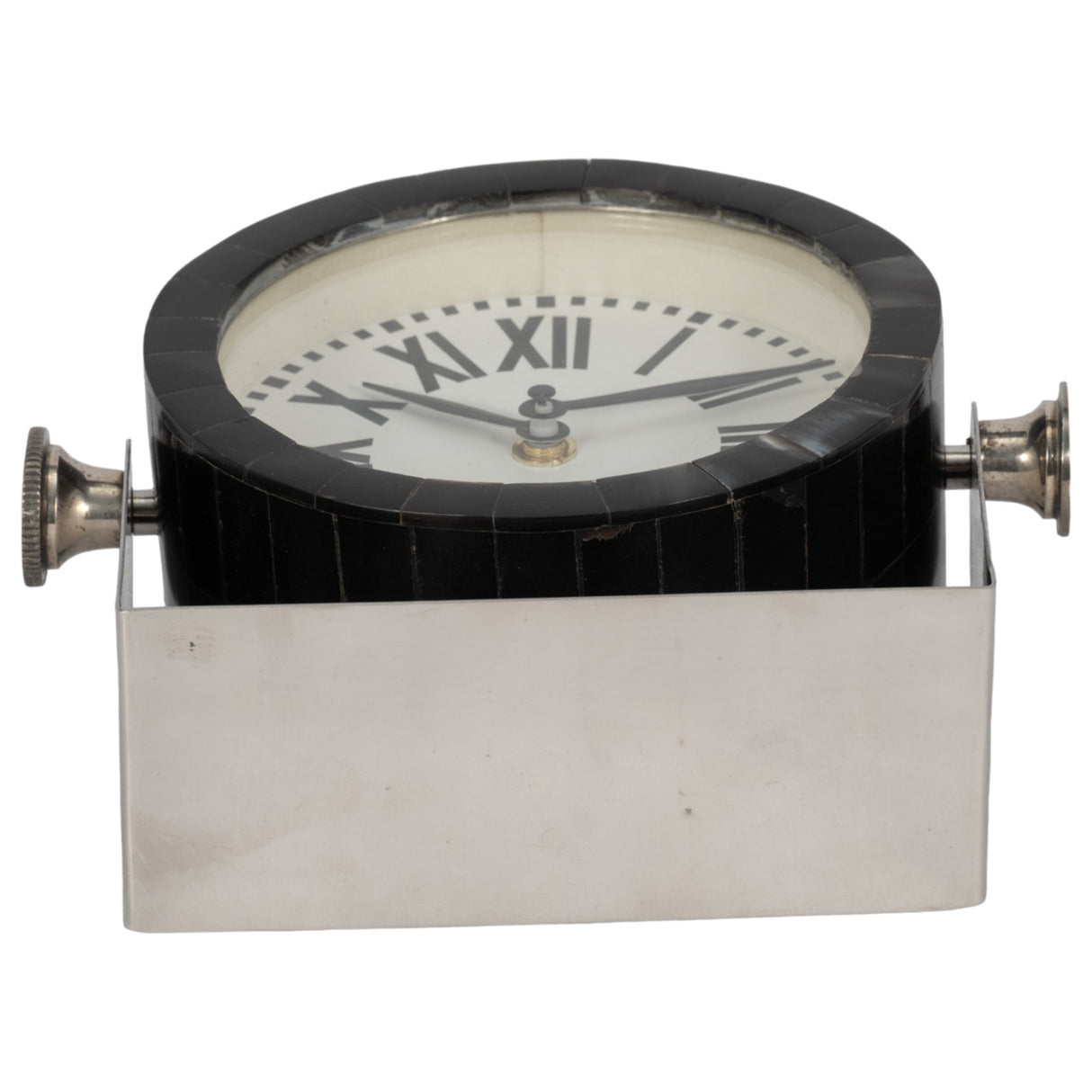 Metal Table Clock 6'' Nickel Black from Sagebrook Home - Luna Furniture