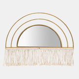 Metal/wood, 17"h Arched Mirrored Wall Deco, Gold - 16668