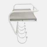 Metal/wood 20" 5 Hook Wall Shelf, White/gray from Sagebrook Home - Luna Furniture