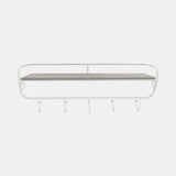 Metal/wood 20" 5 Hook Wall Shelf, White/gray from Sagebrook Home - Luna Furniture