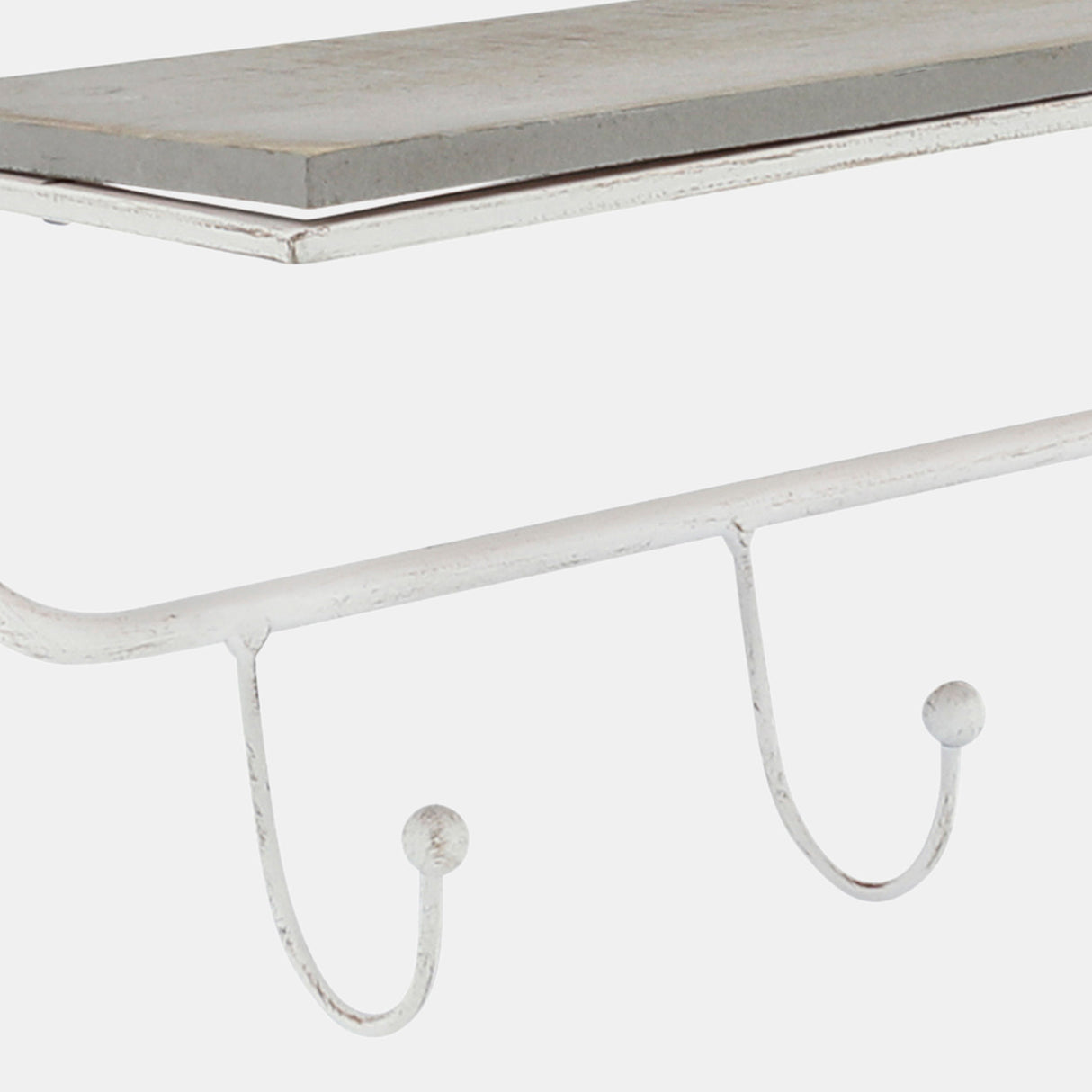 Metal/wood 20" 5 Hook Wall Shelf, White/gray from Sagebrook Home - Luna Furniture