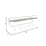 Metal/wood 20" 5 Hook Wall Shelf, White/gray from Sagebrook Home - Luna Furniture