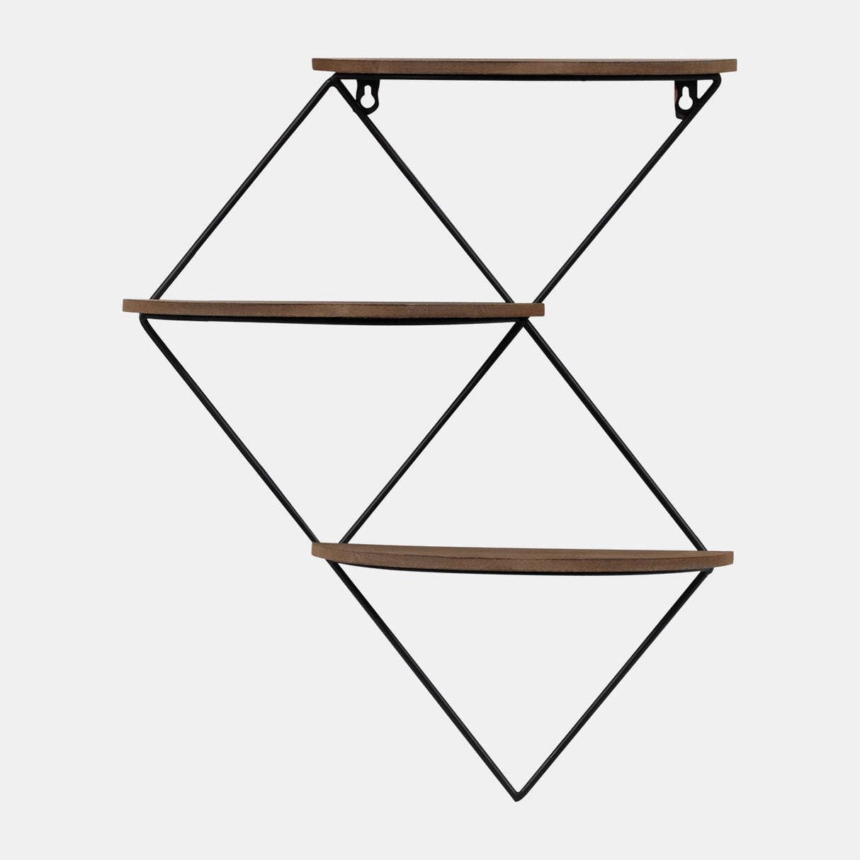 Metal/wood, 21" 3-tier Diamond Wall Shelf, Brown/b from Sagebrook Home - Luna Furniture