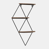 Metal/wood, 21" 3-tier Diamond Wall Shelf, Brown/b from Sagebrook Home - Luna Furniture