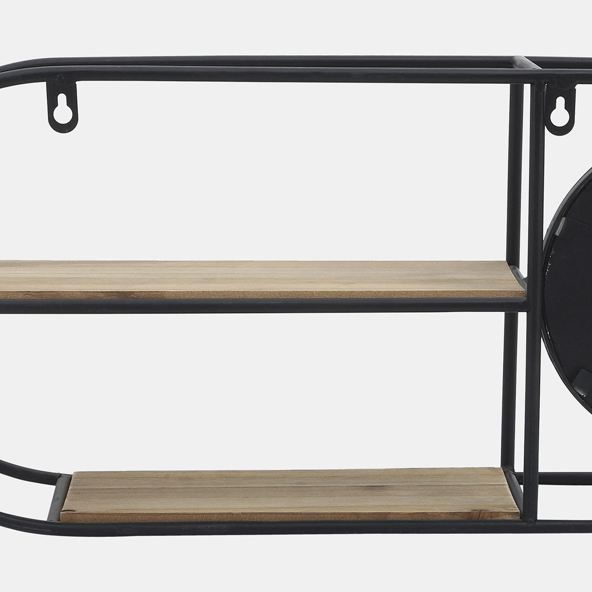 Metal/wood, 23"l Oval Wall Shelf W/ Mirror, Black/ from Sagebrook Home - Luna Furniture