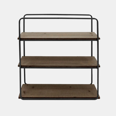 Metal/wood 3 Tier Wall Shelf, Brown/black from Sagebrook Home - Luna Furniture