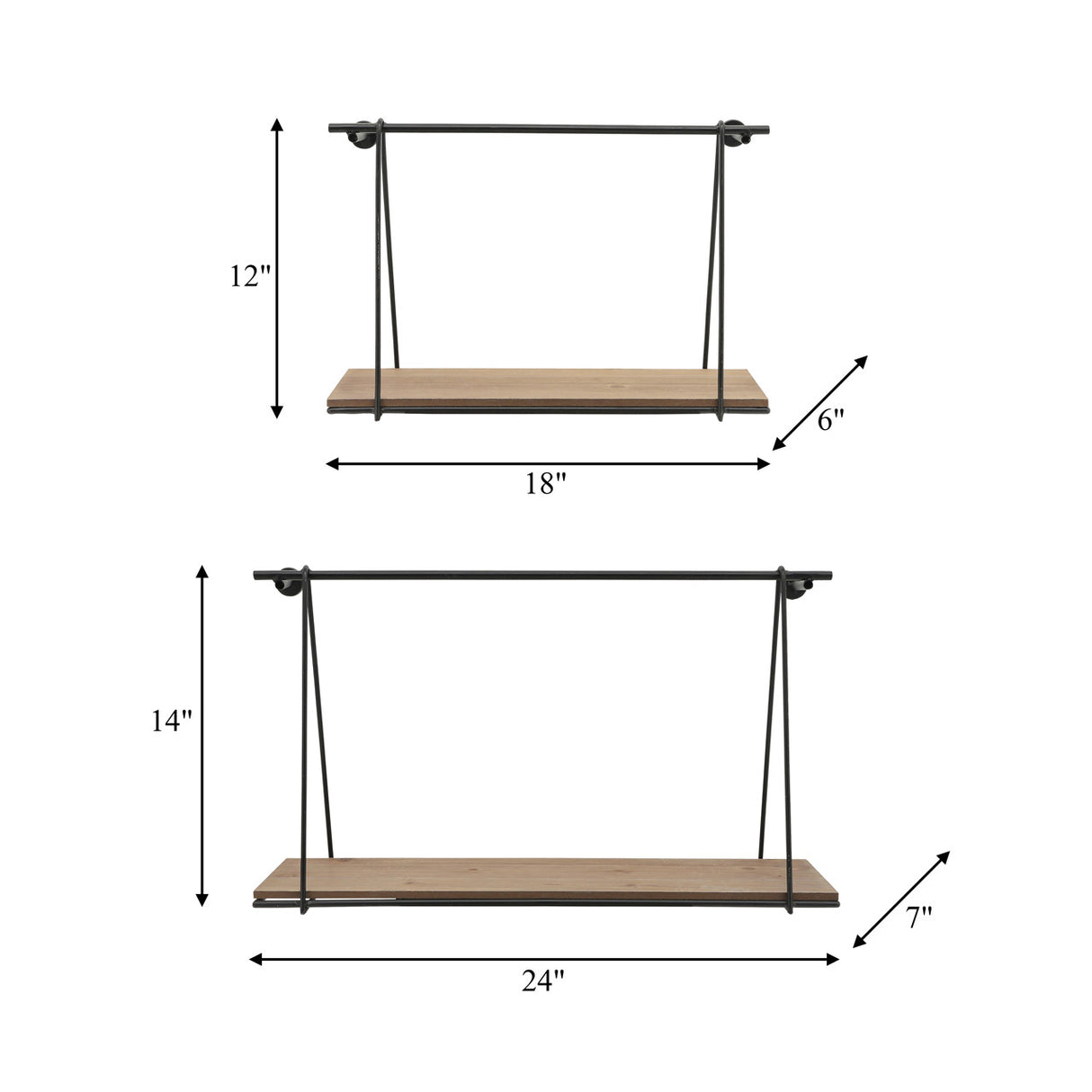 Metal/wood, S/2 12/14"h Swing Like Wall Shelves, B from Sagebrook Home - Luna Furniture