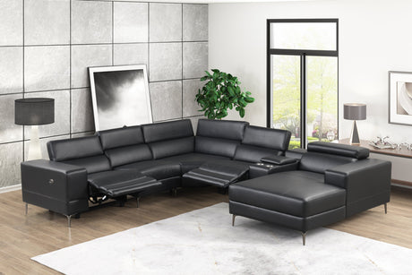 MILANO BLACK - 6PC Power Reclining Sectional - MILANO BLACK - Luna Furniture