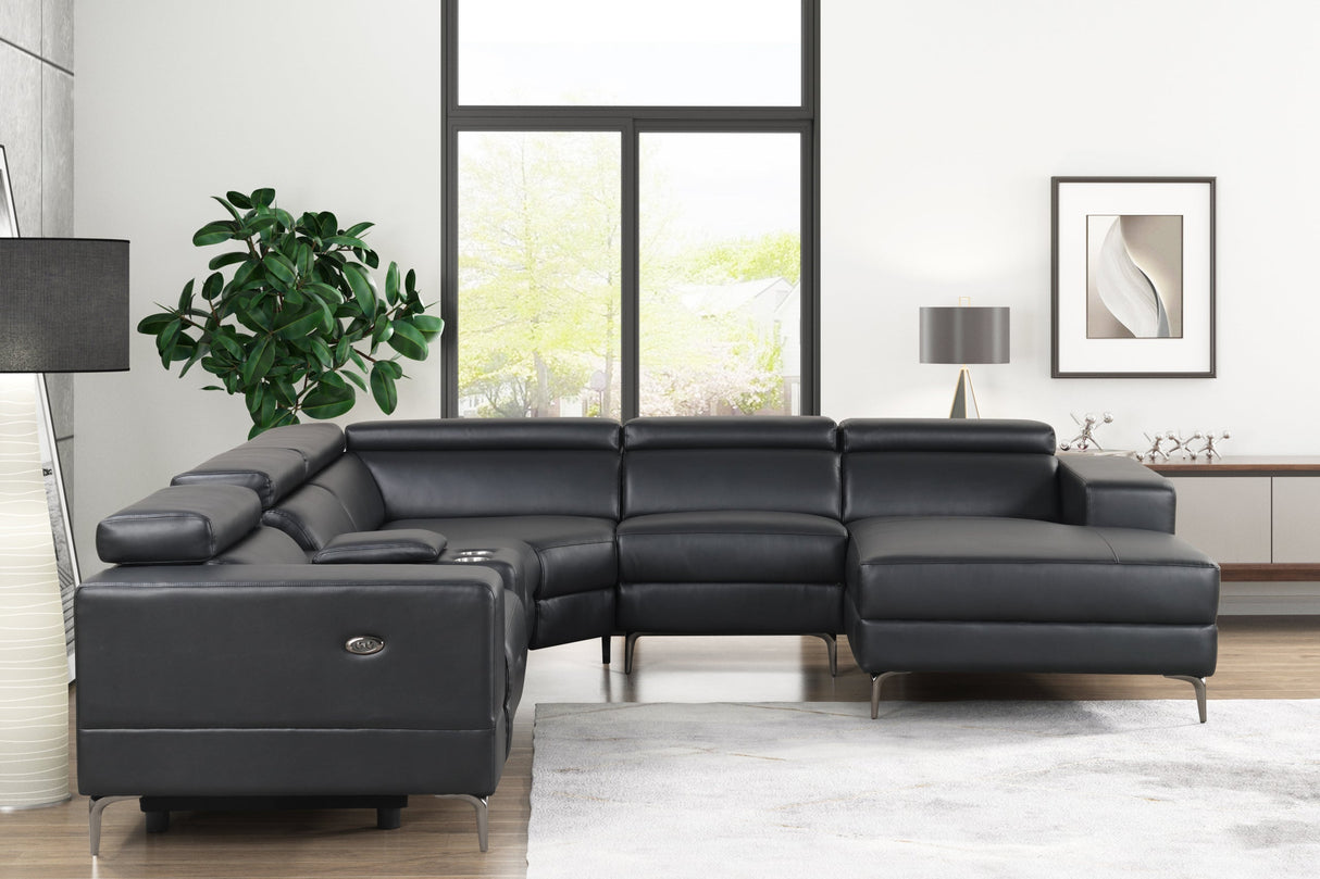 MILANO BLACK - 6PC Power Reclining Sectional - MILANO BLACK - Luna Furniture