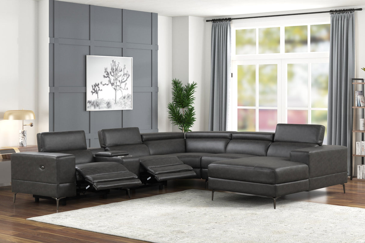 MILANO GRAY- 6PC Power Reclining Sectional - MILANO GRAY