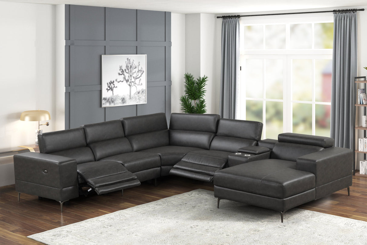 MILANO GRAY- 6PC Power Reclining Sectional - MILANO GRAY