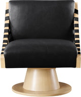 Millwin Vegan Leather Swivel Accent Chair in Black from Meridian - Luna Furniture