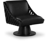 Millwin Vegan Leather Swivel Accent Chair in Black from Meridian - Luna Furniture