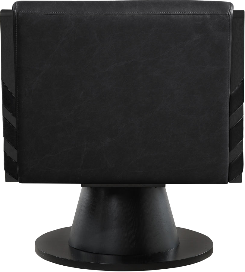 Millwin Vegan Leather Swivel Accent Chair in Black from Meridian - Luna Furniture