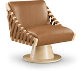 Millwin Vegan Leather Swivel Accent Chair in Cognac from Meridian - Luna Furniture