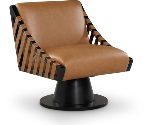 Millwin Vegan Leather Swivel Accent Chair in Cognac from Meridian - Luna Furniture