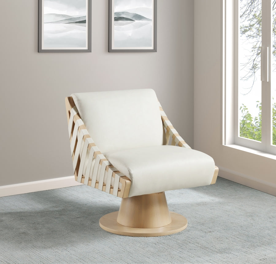 Millwin Vegan Leather Swivel Accent Chair in Cream from Meridian - Luna Furniture