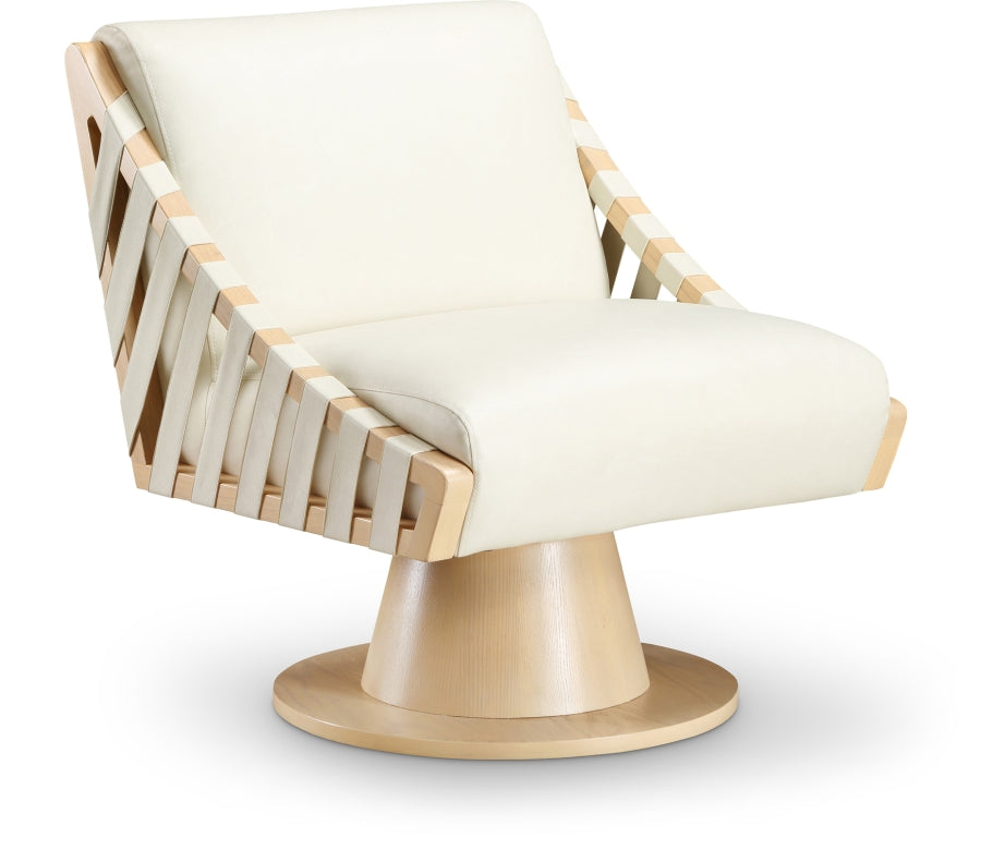 Millwin Vegan Leather Swivel Accent Chair in Cream from Meridian - Luna Furniture