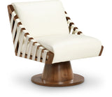 Millwin Vegan Leather Swivel Accent Chair in Cream from Meridian - Luna Furniture