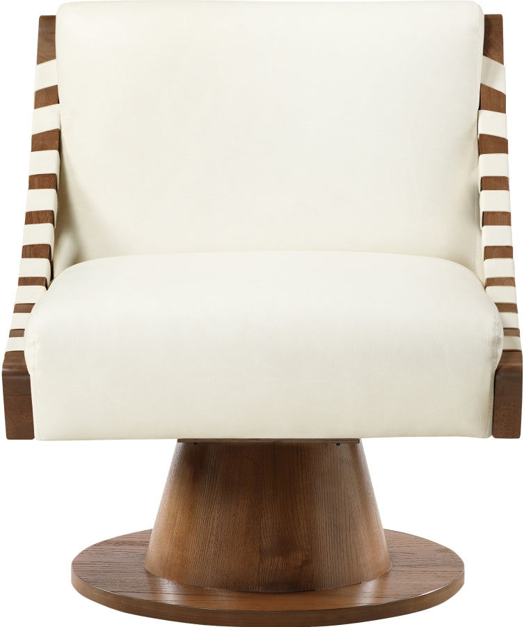 Millwin Vegan Leather Swivel Accent Chair in Cream from Meridian - Luna Furniture