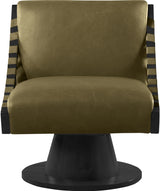 Millwin Vegan Leather Swivel Accent Chair in Olive from Meridian - Luna Furniture