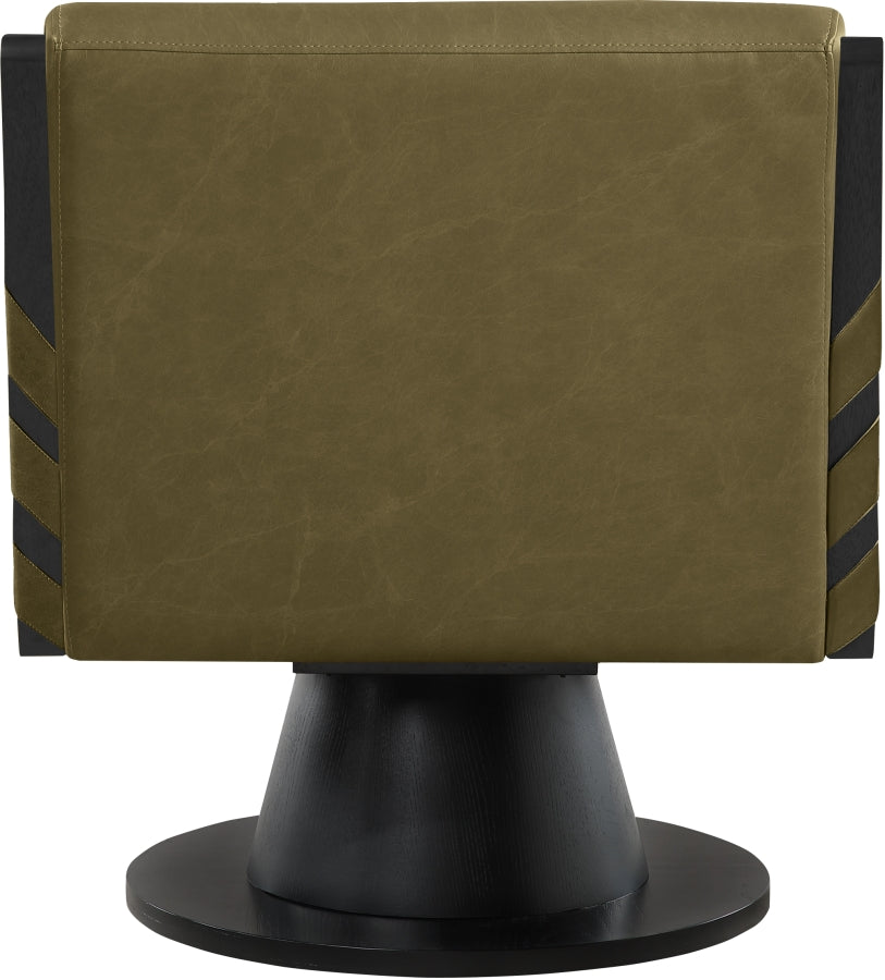 Millwin Vegan Leather Swivel Accent Chair in Olive from Meridian - Luna Furniture