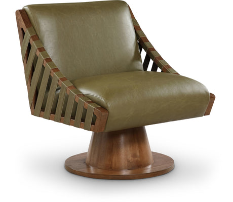 Millwin Vegan Leather Swivel Accent Chair in Olive from Meridian - Luna Furniture