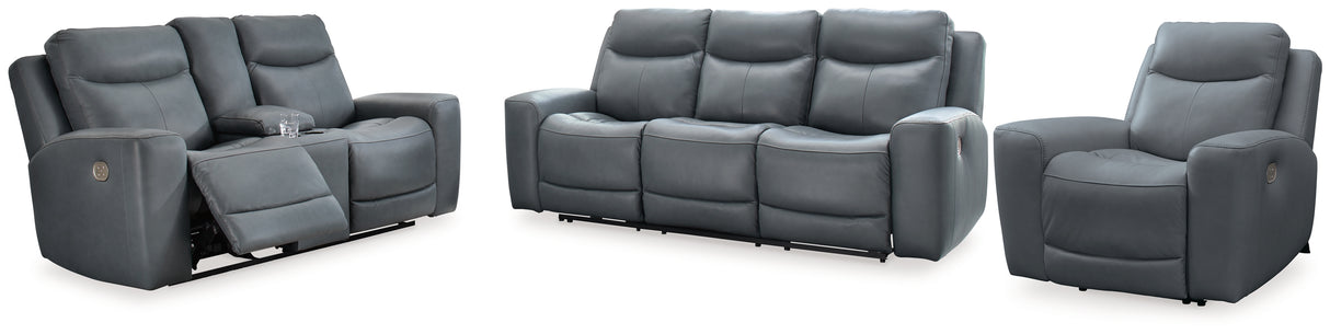 Mindanao Sofa, Loveseat and Recliner in Steel - PKG015551