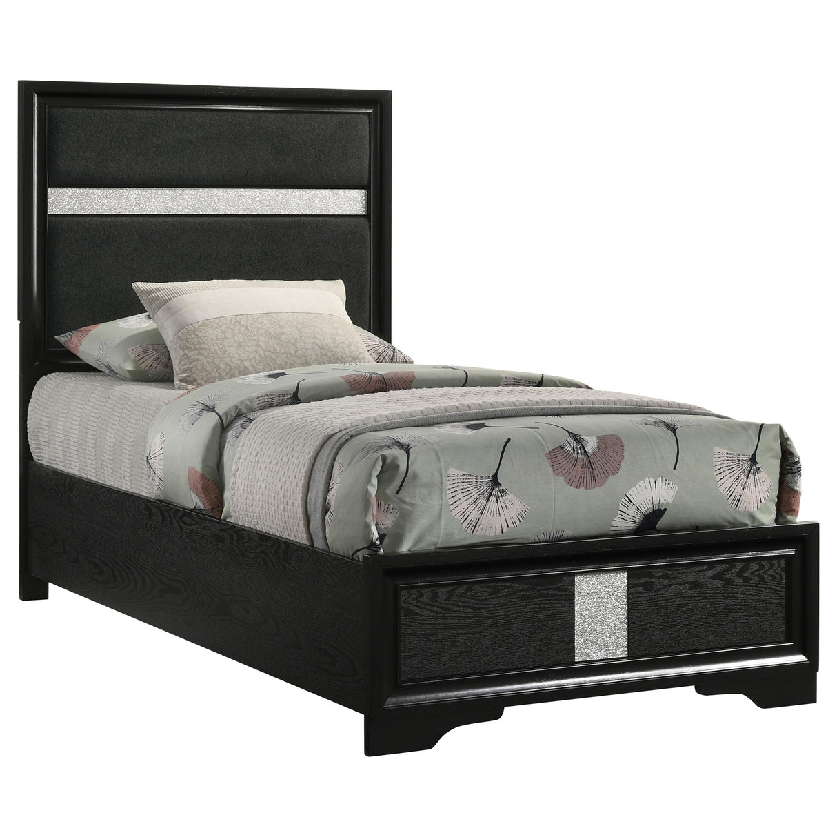 Miranda 55-inch Upholstered Twin Panel Bed Black from Coaster - Luna Furniture