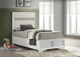 Miranda 55-inch Upholstered Twin Panel Bed White from Coaster - Luna Furniture