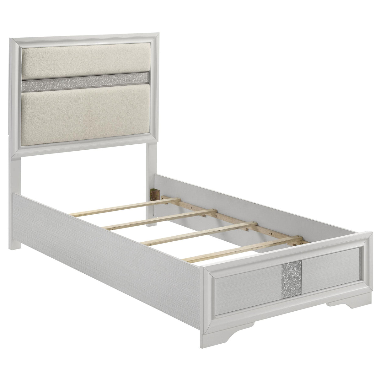 Miranda 55-inch Upholstered Twin Panel Bed White from Coaster - Luna Furniture