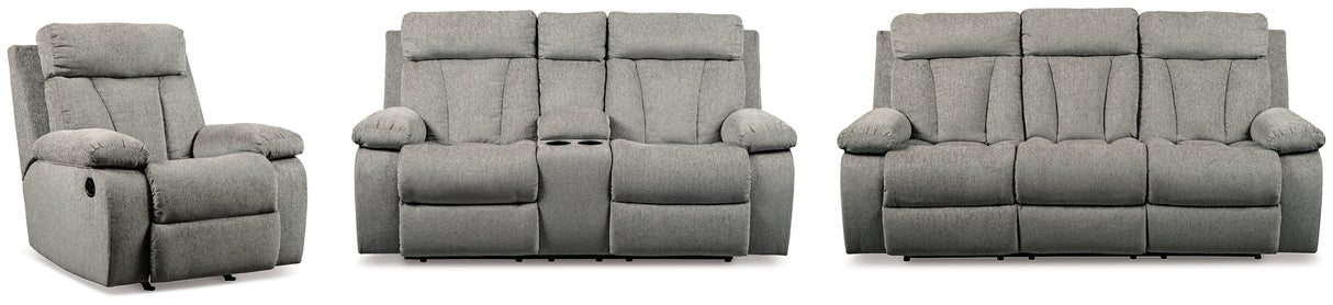 Mitchiner Sofa, Loveseat and Recliner in Fog from Ashley - Luna Furniture