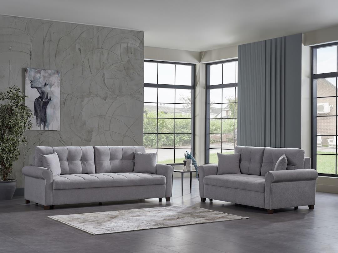 Mocca P Arm Koopsi Gray Loveseat from Bellona - Luna Furniture