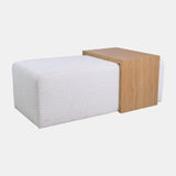 Modern Rectangular Ottoma, Wood Accent, Ivory from Sagebrook Home - Luna Furniture