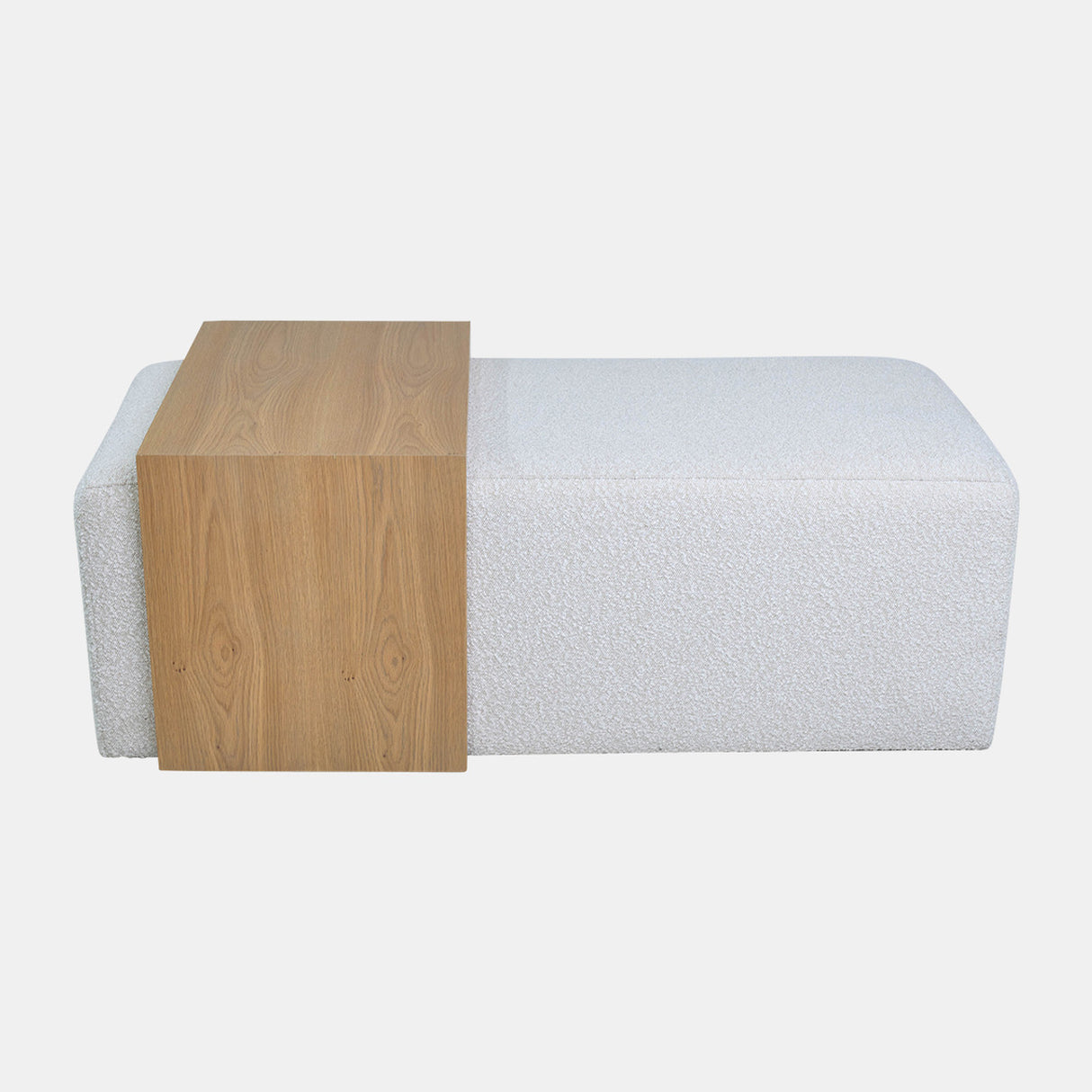 Modern Rectangular Ottoma, Wood Accent, Ivory from Sagebrook Home - Luna Furniture