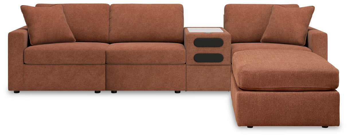 Modmax 4-Piece Sectional with Ottoman in Spice - PKG020740