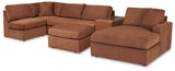 Modmax 6-Piece Sectional with Ottoman in Spice - PKG020736