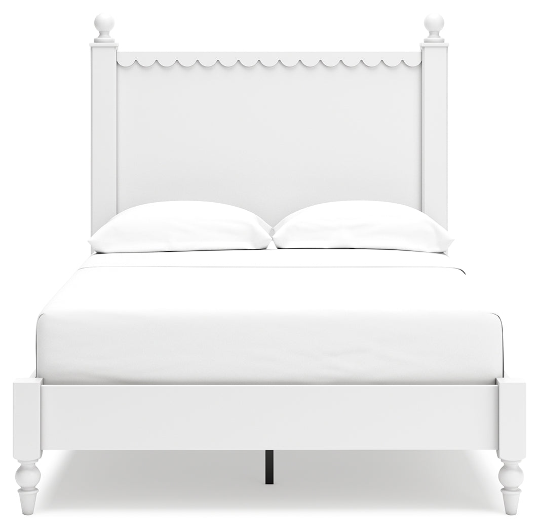 Mollviney Full Panel Bed with 2 Nightstands in White - PKG018958