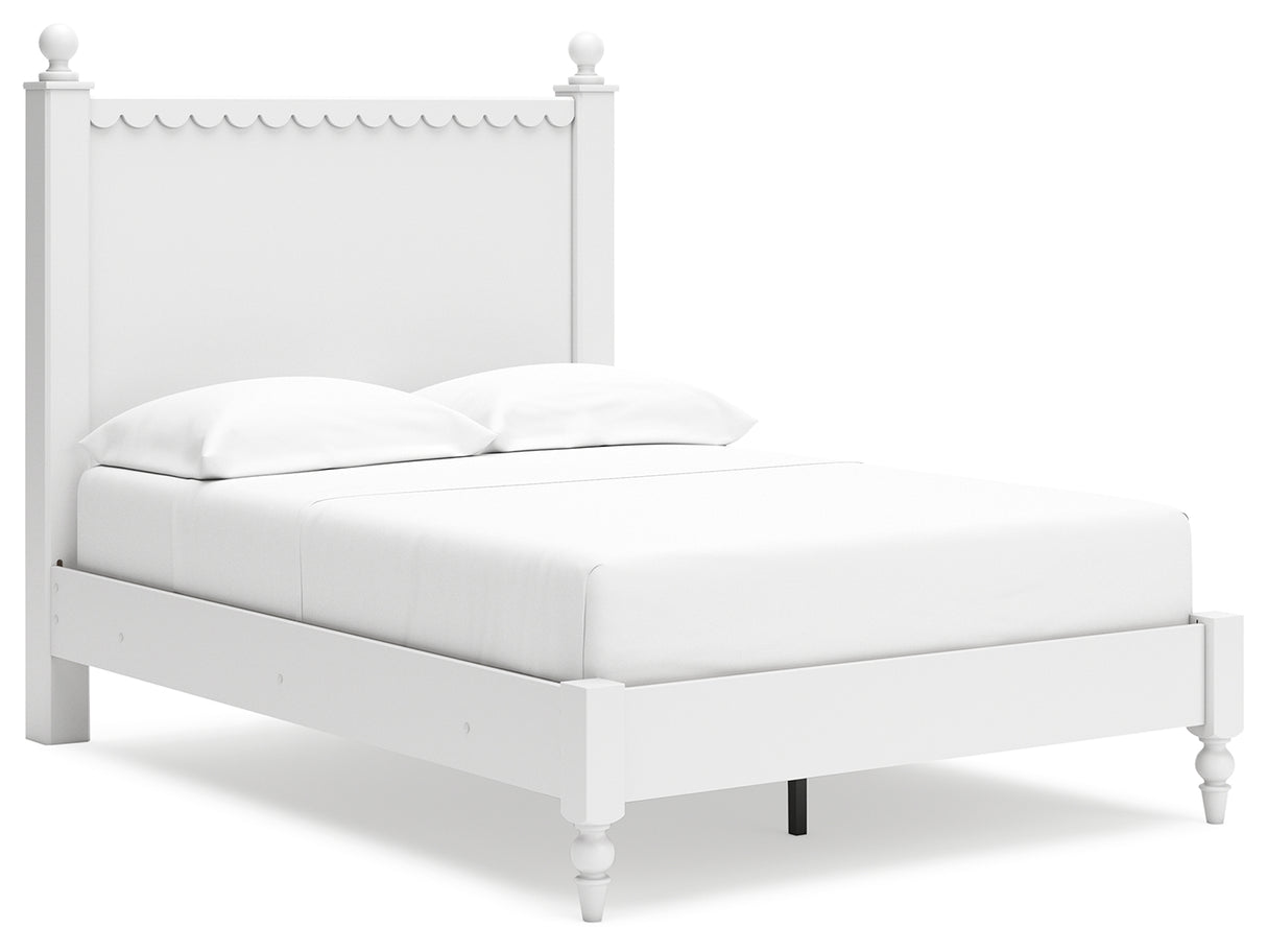 Mollviney Full Panel Bed with 2 Nightstands in White - PKG018958