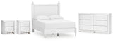 Mollviney Full Panel Bed with Dresser and 2 Nightstands in White - PKG018957